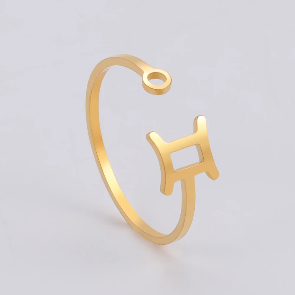 Stainless Steel Zodiac Rings 12 Constellations Open Ring for Women Aries Leo Virgo Gemini Libra Pisces Scorpio Birthday Gifts – Image 28