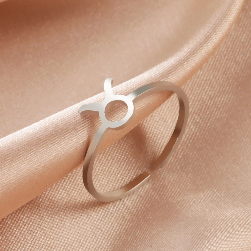 Stainless Steel Zodiac Rings 12 Constellations Open Ring for Women Aries Leo Virgo Gemini Libra Pisces Scorpio Birthday Gifts – Image 9