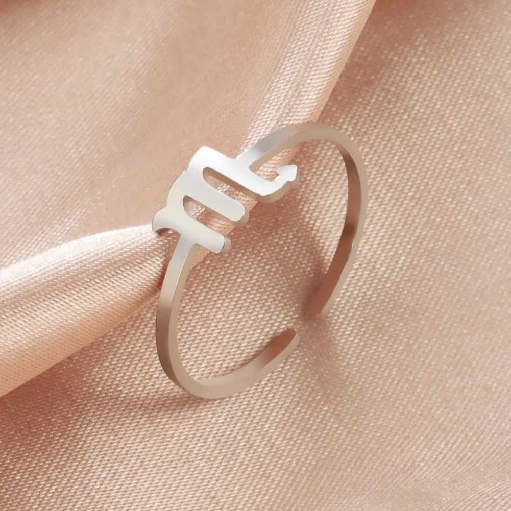 Stainless Steel Zodiac Rings 12 Constellations Open Ring for Women Aries Leo Virgo Gemini Libra Pisces Scorpio Birthday Gifts – Image 8