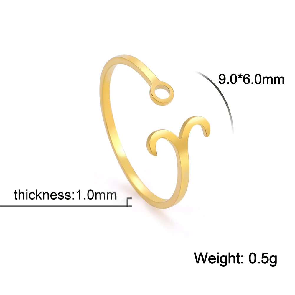 Stainless Steel Zodiac Rings 12 Constellations Open Ring for Women Aries Leo Virgo Gemini Libra Pisces Scorpio Birthday Gifts – Image 6