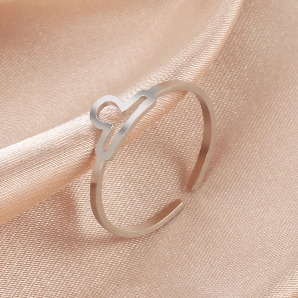 Stainless Steel Zodiac Rings 12 Constellations Open Ring for Women Aries Leo Virgo Gemini Libra Pisces Scorpio Birthday Gifts – Image 10