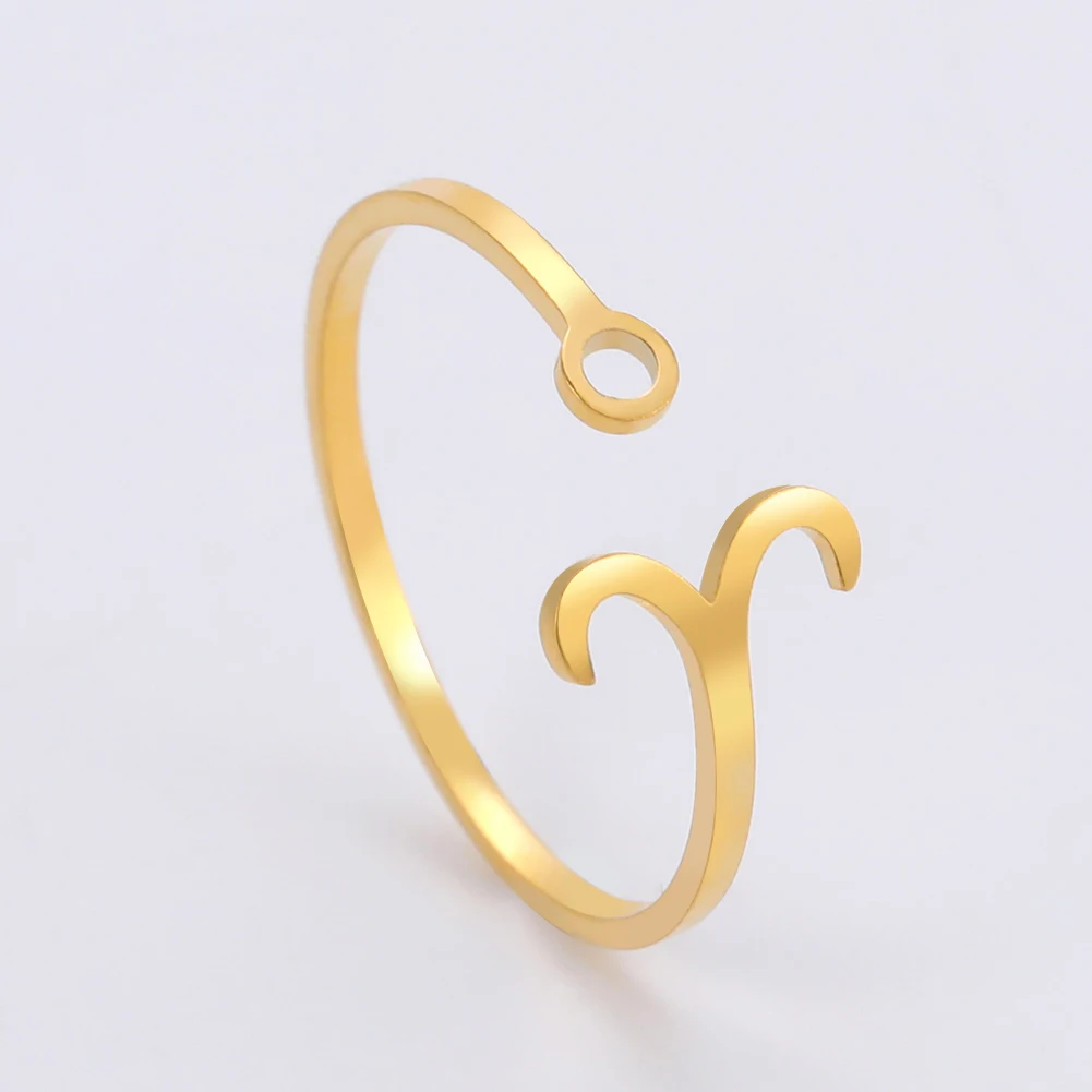 Stainless Steel Zodiac Rings 12 Constellations Open Ring for Women Aries Leo Virgo Gemini Libra Pisces Scorpio Birthday Gifts – Image 17