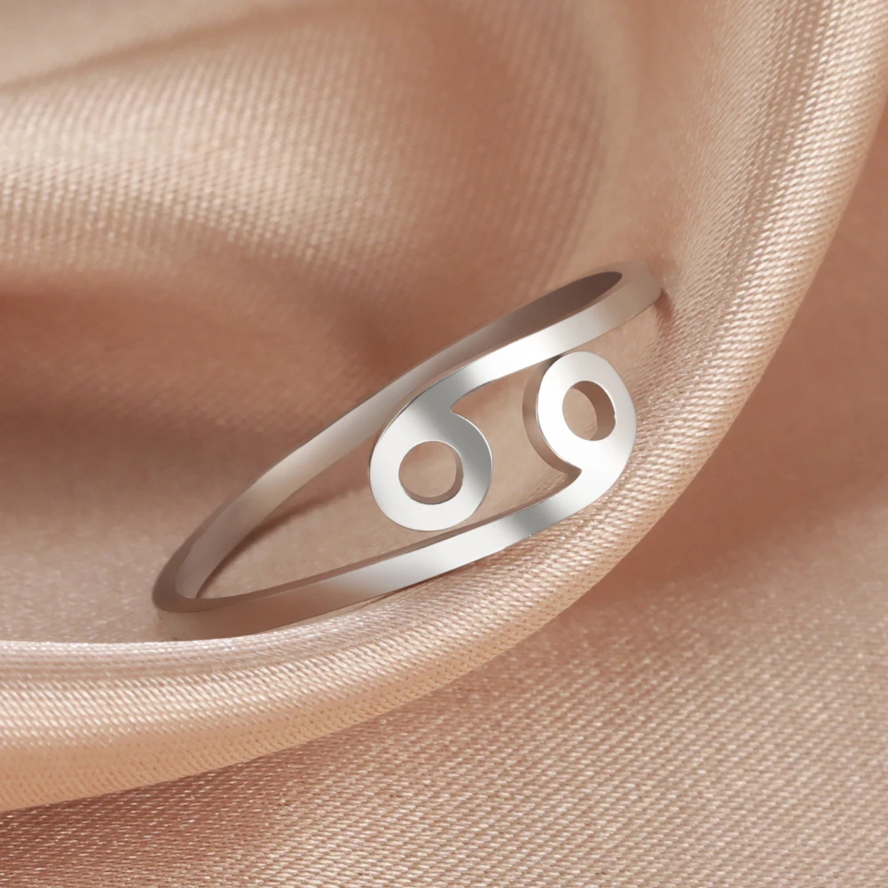 Stainless Steel Zodiac Rings 12 Constellations Open Ring for Women Aries Leo Virgo Gemini Libra Pisces Scorpio Birthday Gifts – Image 22