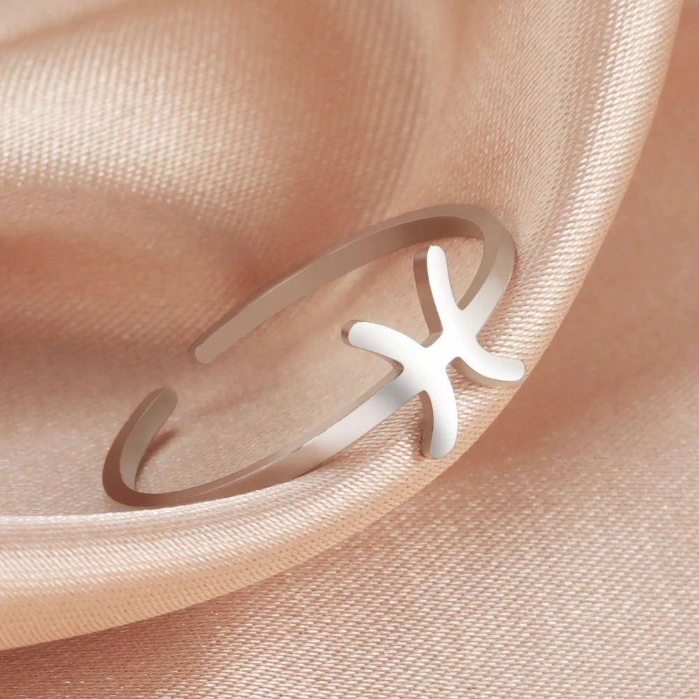 Stainless Steel Zodiac Rings 12 Constellations Open Ring for Women Aries Leo Virgo Gemini Libra Pisces Scorpio Birthday Gifts – Image 7